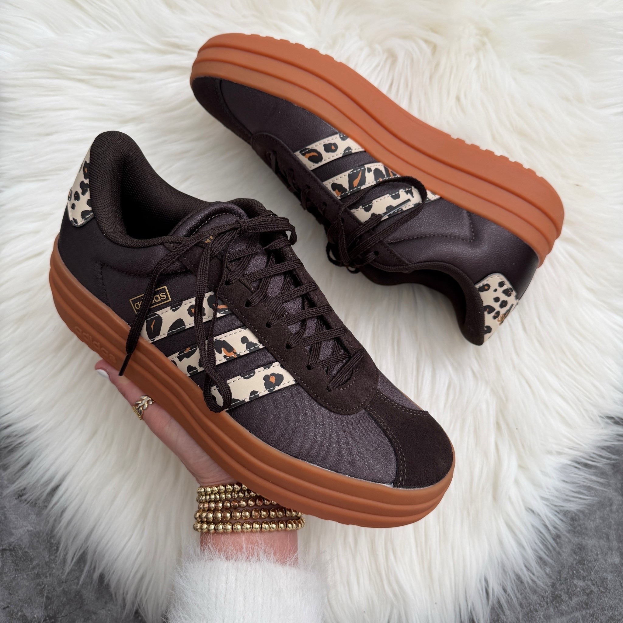 Adidas leopard vl court bold sneakers runs true to size 