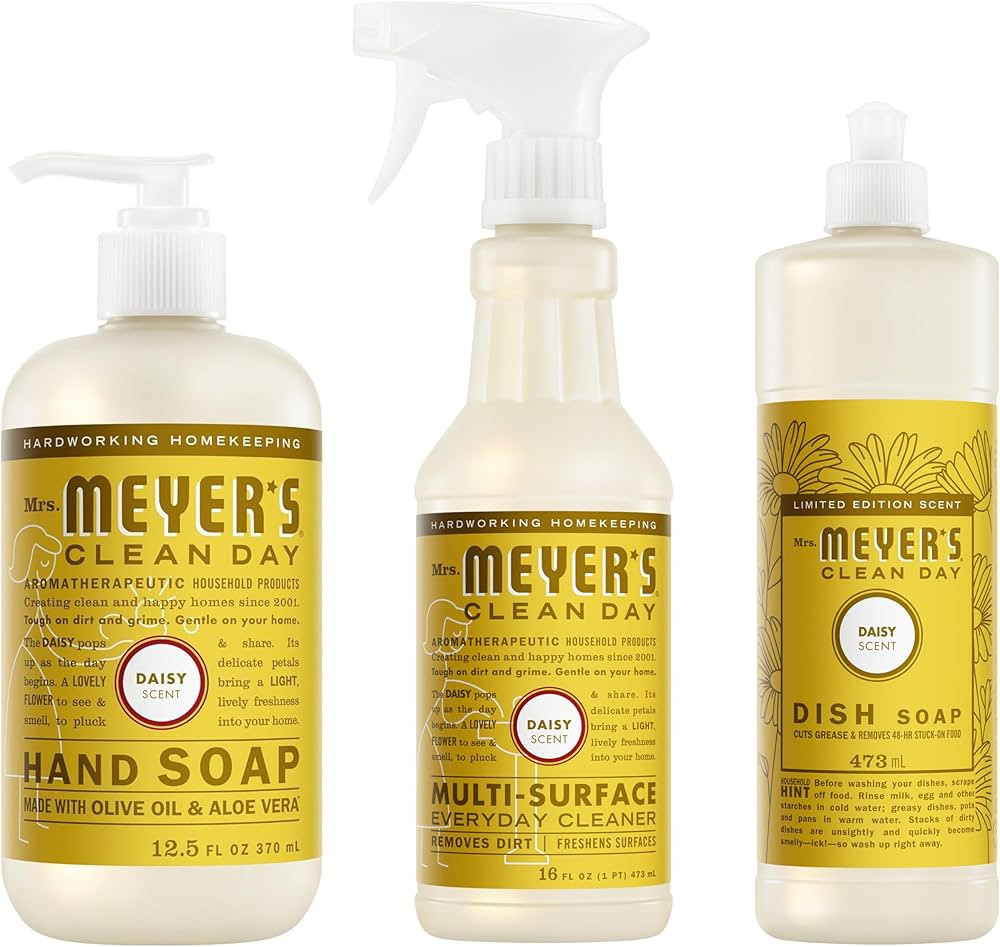 Mrs. MEYER'S Kitchen Set, Dish Soap, Hand Soap, and Multi-Surface Cleaner, 3 CT (Daisy) | Amazon (US)