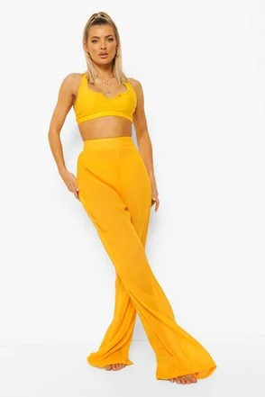 Chiffon Wide Leg Beach Pants | Boohoo.com (US & CA)