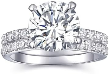 3CT Round Cut Travel Engagement Rings for Women, No Tarnish 18K White Gold Plated Sparkle CZ Wedd... | Amazon (US)