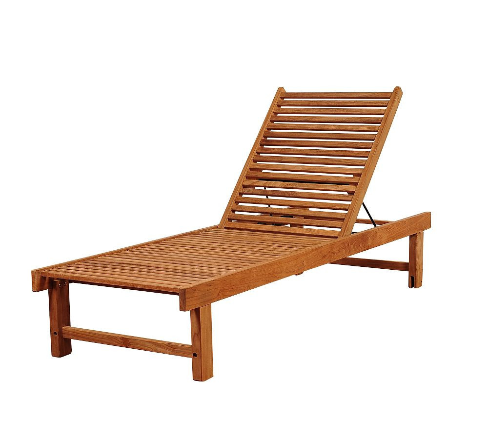 Neo Teak Outdoor Chaise Lounge, Light Gray | Pottery Barn (US)