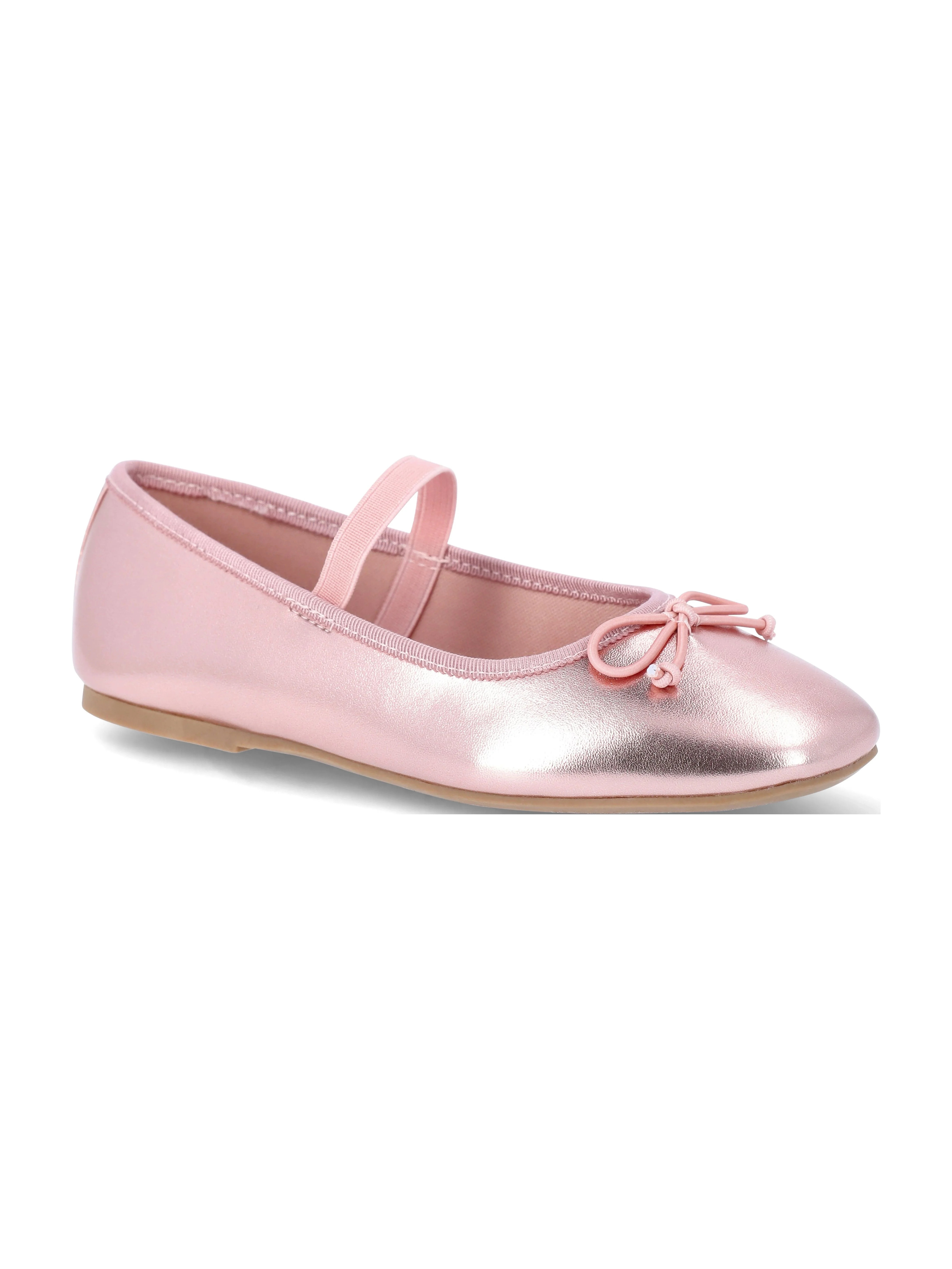Wonder Nation Little Girls and Big Girls Bow Ballet Flat Shoes | Walmart (US)
