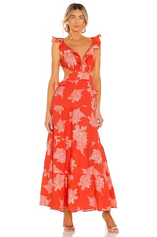 Karina Grimaldi Marigot Print Maxi Dress in Tangerine Coral from Revolve.com | Revolve Clothing (Global)