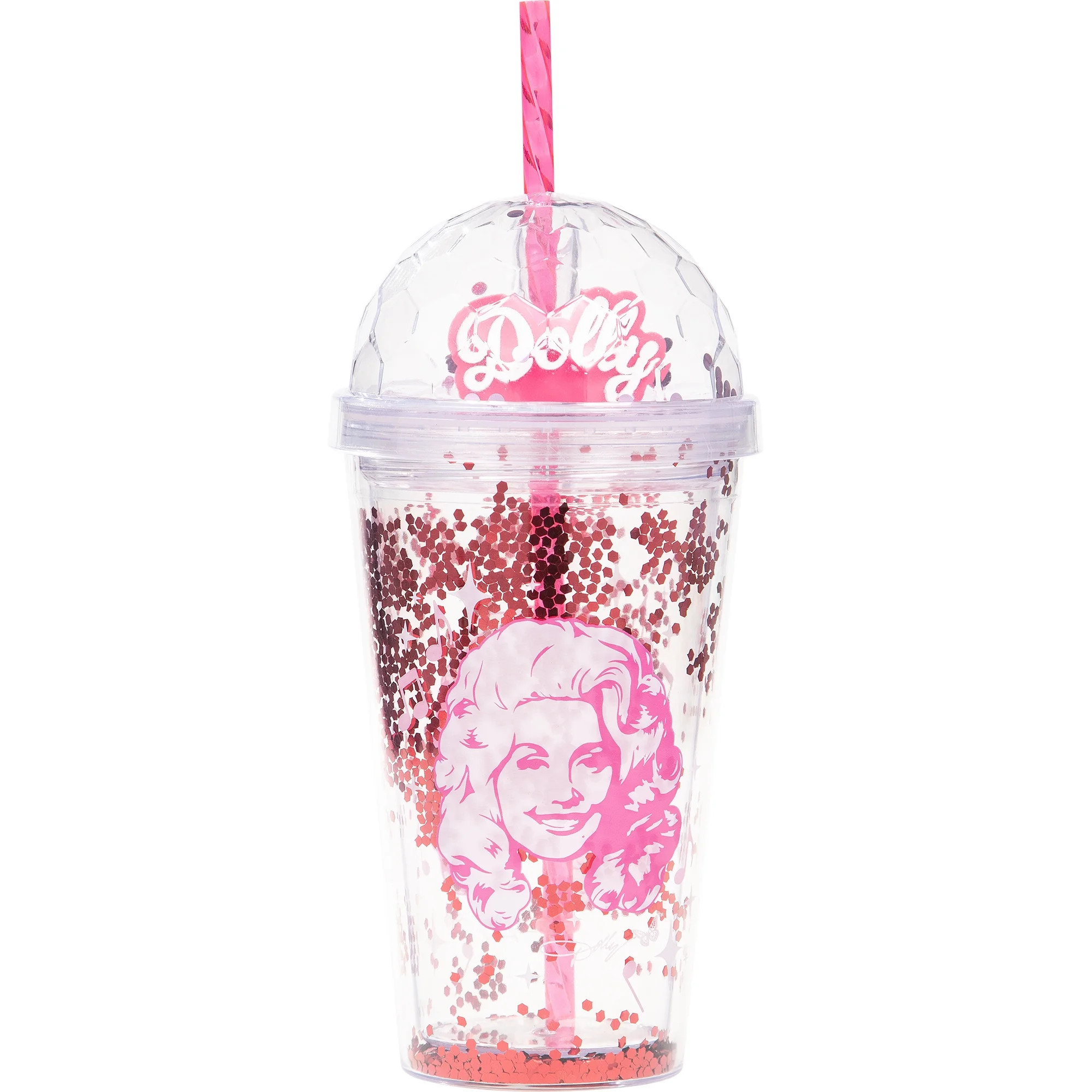 Dolly Parton Christmas Pink Confetti Tumbler with Dome Lid, 16 Ounce | Walmart (US)