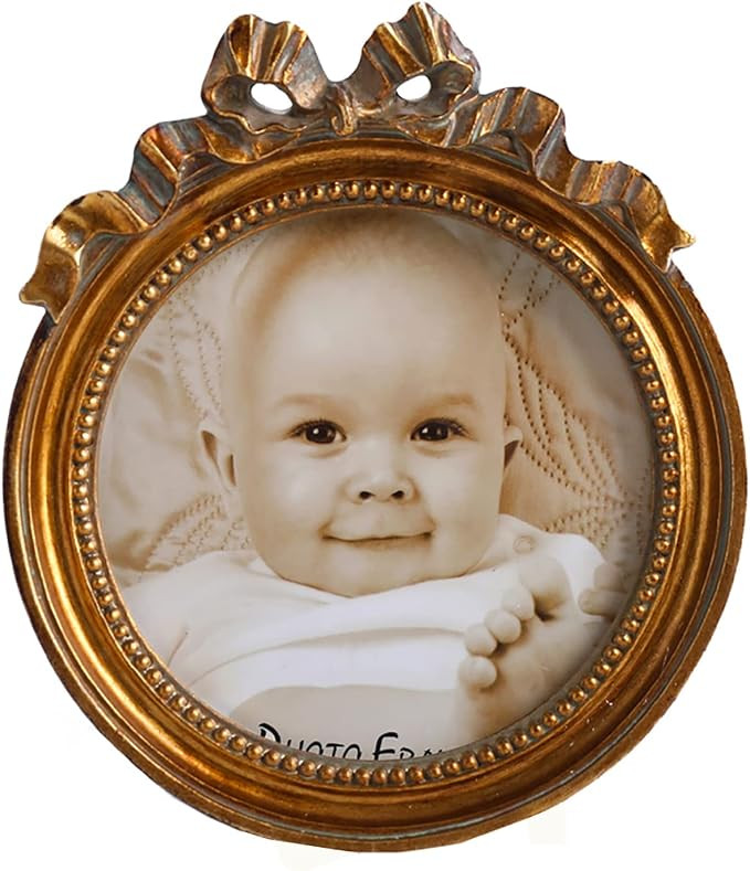Kangce Antique Picture Frames 3.5x3.5 Round Picture Frames Vintage Picture Frames Small Picture F... | Amazon (US)