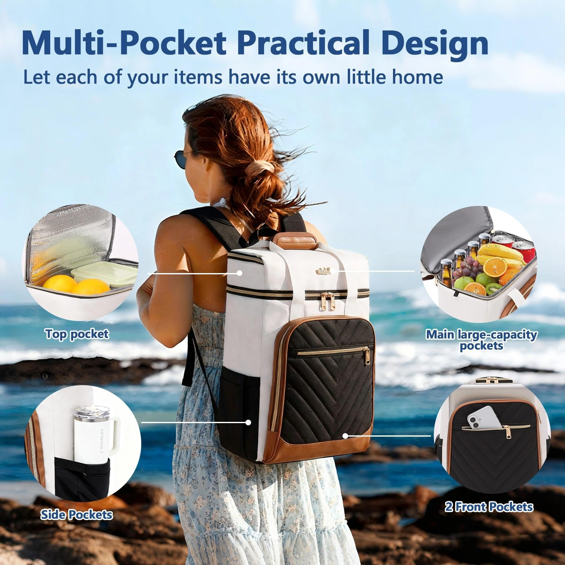 Backpack Coolers Insulated Leak Proof for Women Men, 35 Cans Large Capacity Waterproof Cooler Bac... | Amazon (US)