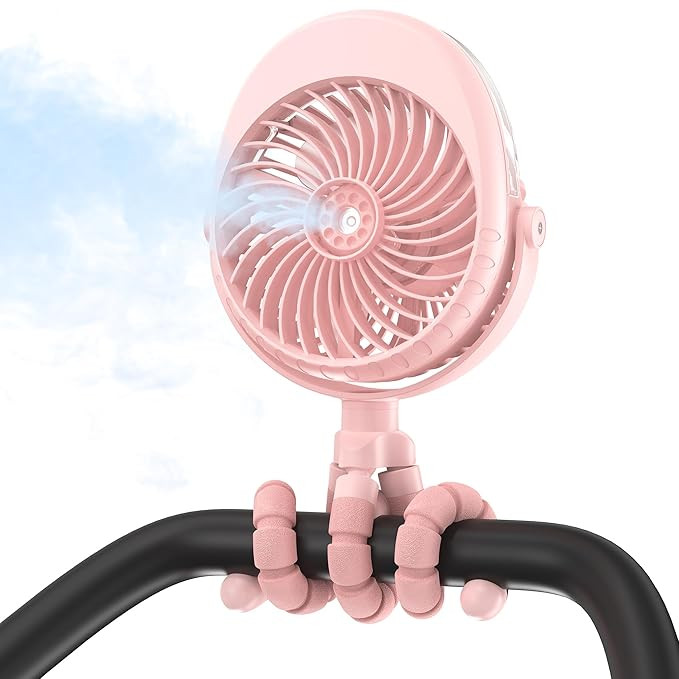 2025 Upgarded 4000mAh Misting Baby Stroller Fan, Rechargeable Battery Operated,Max 15Hrs Cooling,... | Amazon (US)
