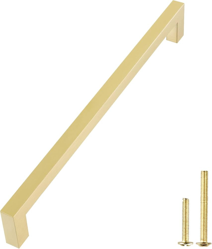 QOGRISUN 2-Pack Solid Brass Cabinet Pulls, Gold Square Drawer Handles, 7-9/16-inch Hole Center Ki... | Amazon (US)