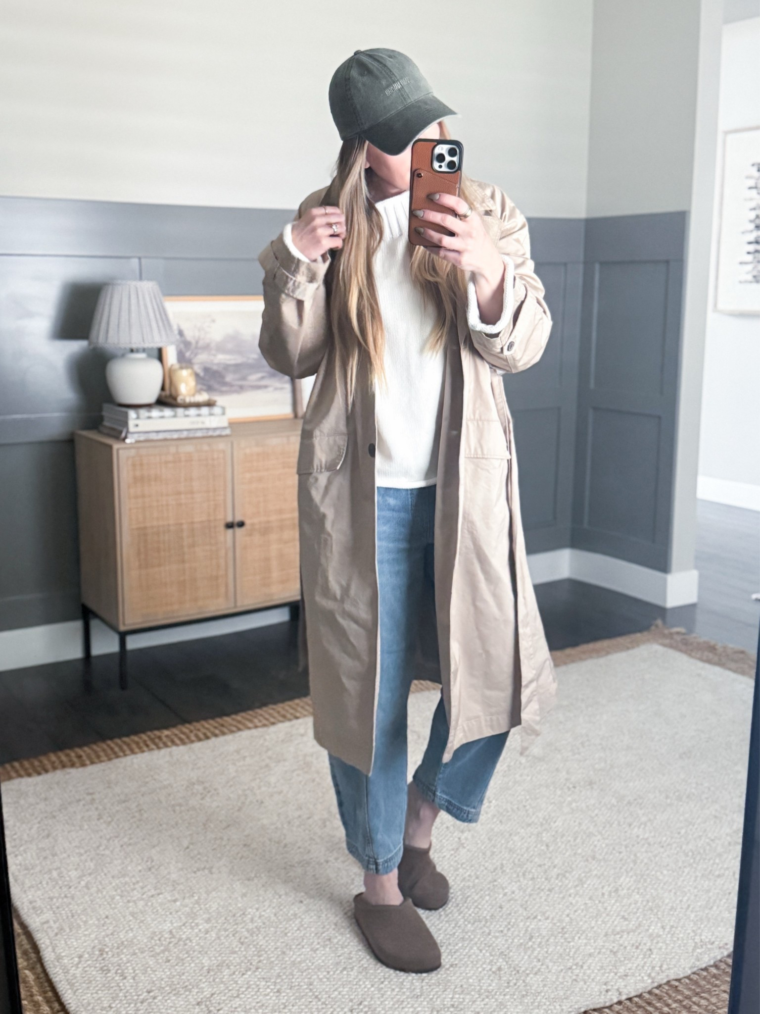 Rainy day outfit that actually has me excited about the weather. The Abercrombie trench is doing all the heavy lifting here & it’s so good for the price. Paired it with my J.Crew sweater, Free People barrel jeans, & Rothy’s clogs because nothing says rainy day like a clog that can handle it. Finished with my Joah Brown hat & Bandolier phone case because even on dreary days the details matter. Everything linked in my LTK.

rainy day outfit – trench coat outfit – abercrombie style – abercrombie trench – j crew sweater – free people jeans – barrel jeans – rothys clogs – joah brown hat – bandolier case – spring outfit – transitional outfit – casual chic – everyday style – neutral outfit – ootd – outfit inspo – petite style – women’s fashion – clean girl aesthetic – effortless style – spring fashion – rainy day style – casual outfit – polished casual

#LTKOver40 #LTKvlog #LTKootd