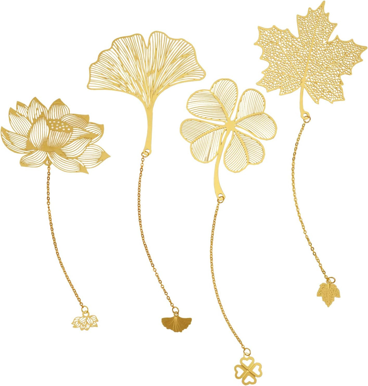 4 Pack Metal Bookmarks with Chain, Golden Hollow Bookmark Gift for Book Lovers, Writers, Readers,... | Amazon (US)