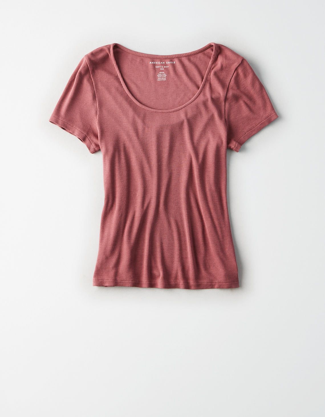 AE Short Sleeve Scoop Neck Tee, Burgundy | American Eagle Outfitters (US & CA)