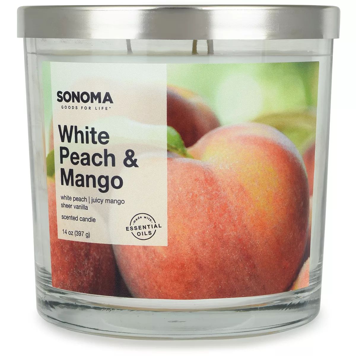 Sonoma Goods For Life® White Peach & Mango 14-oz. 3-Wick Candle Jar | Kohl's