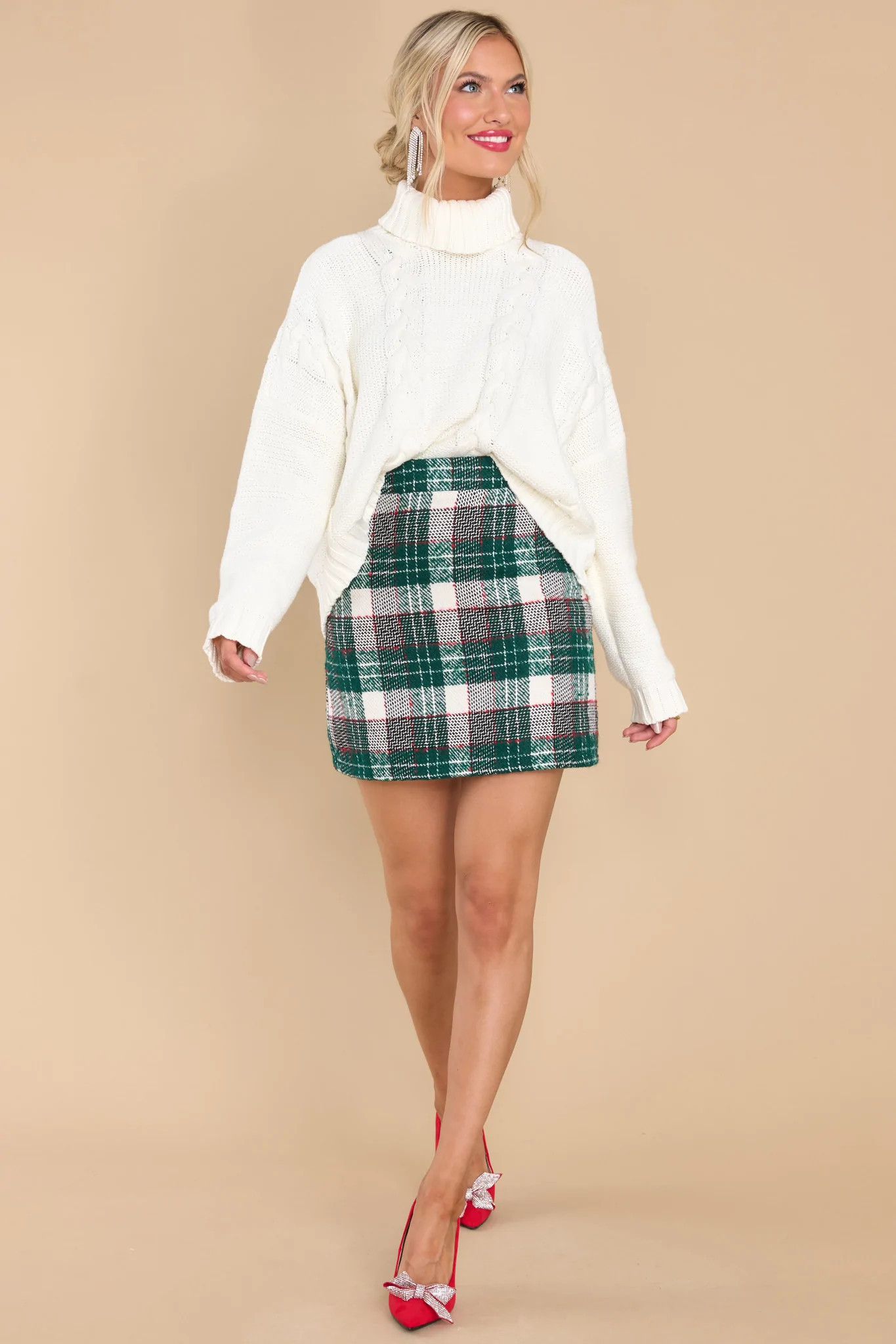 Mesmerized By Love Ivory Sweater | Red Dress 