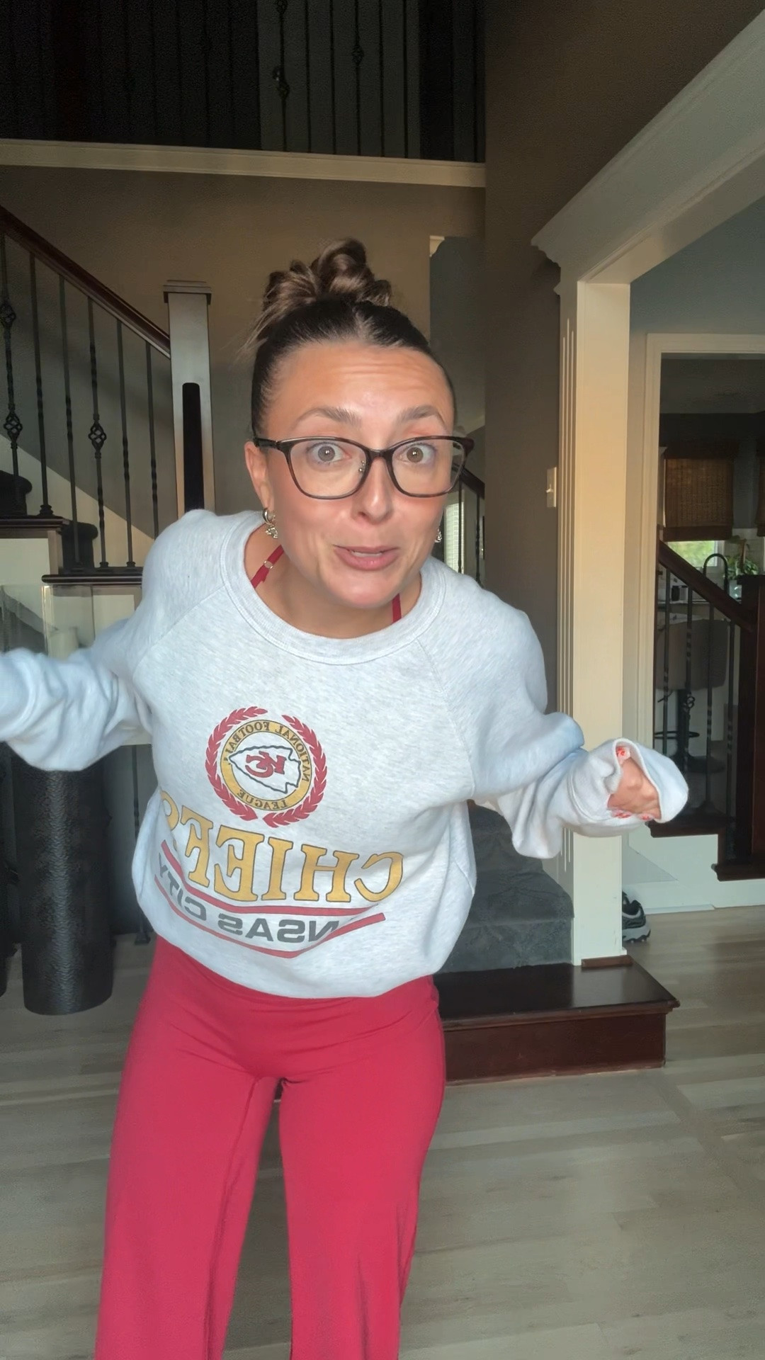 Comfy cozy Kansas City Chiefs game day outfit ❤️🏈

#LTKgrwm #LTKootd #LTKSeasonal