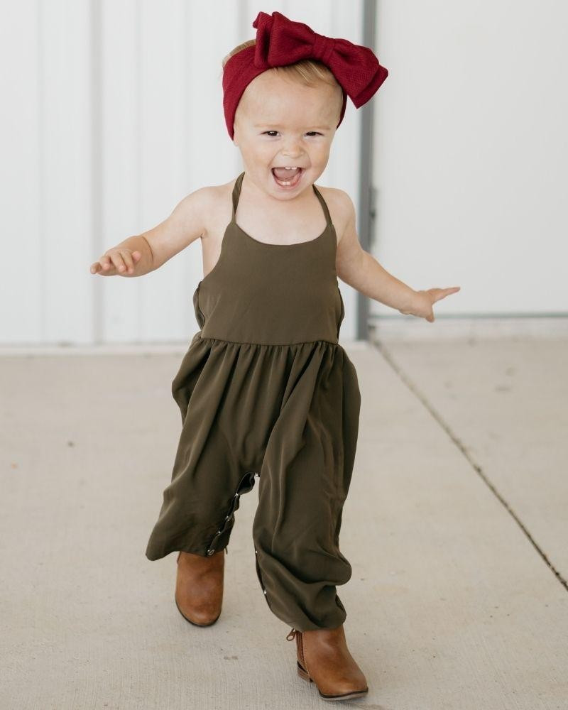 Harrah Halter Jumpsuit - Hunter Green | Bailey's Blossoms