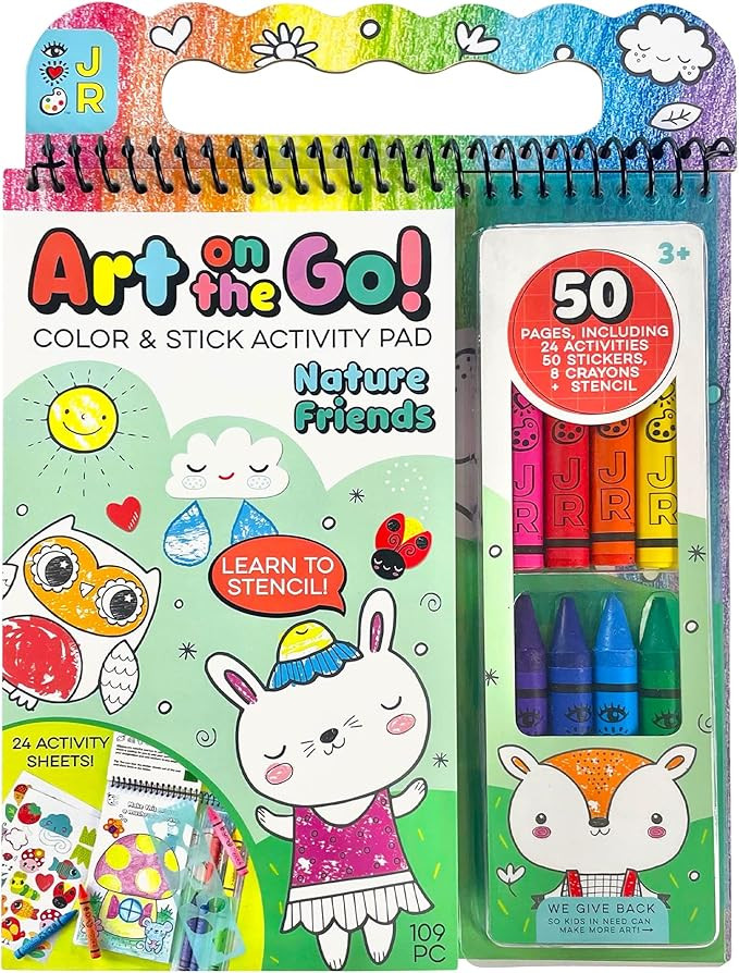 Bright Stripes Travel Coloring Kit for Kids: Art On The Go Coloring Books and Crayons, Sticker Ac... | Amazon (US)