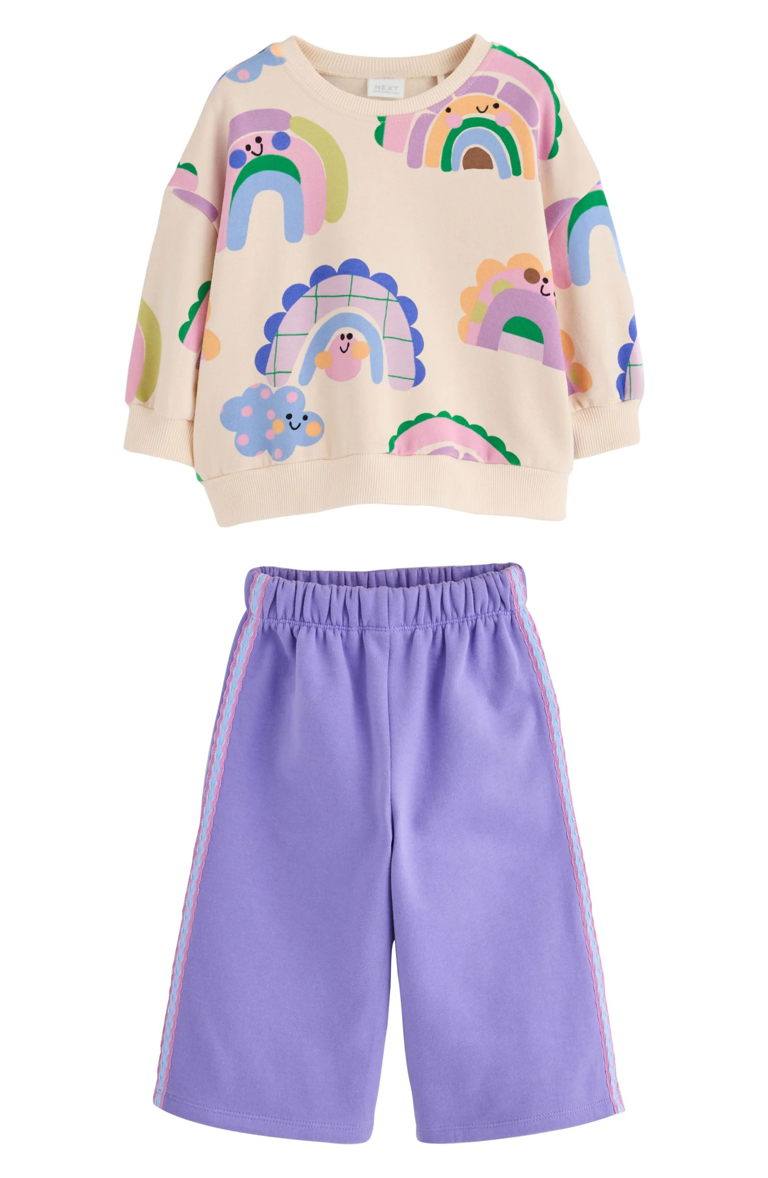 NEXT Kids' Rainbow Sweatshirt & Sweatpants Set in Purple at Nordstrom, Size 18-24M | Nordstrom