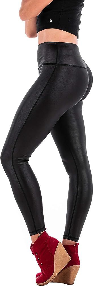 Zena Faux Leather Leggings | High Waisted Pants| Black Leggings for Women|Tummy Control+Stretchy | Amazon (US)