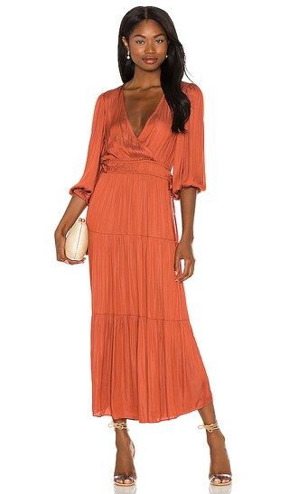 Susa Tiered Midi Dress in Rust | Revolve Clothing (Global)