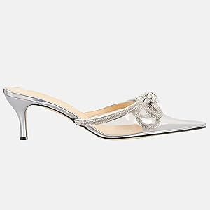 Lnsshee Women's Closed Pointed Toe Pumps Glitter Rhinestone Backless Heels Bowknot Low Kitten Hee... | Amazon (US)