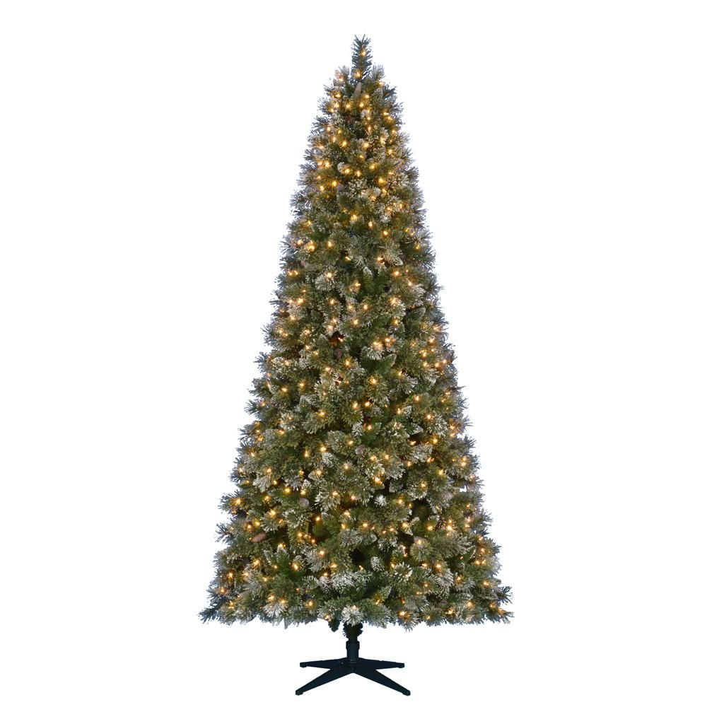 Martha Stewart Living 7.5 ft. Pre-Lit LED Sparkling Pine Artificial Christmas Tree with 600 Warm Whi | The Home Depot