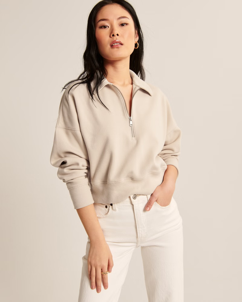 Long-Sleeve Polo Half-Zip Sweatshirt | Abercrombie & Fitch (US)