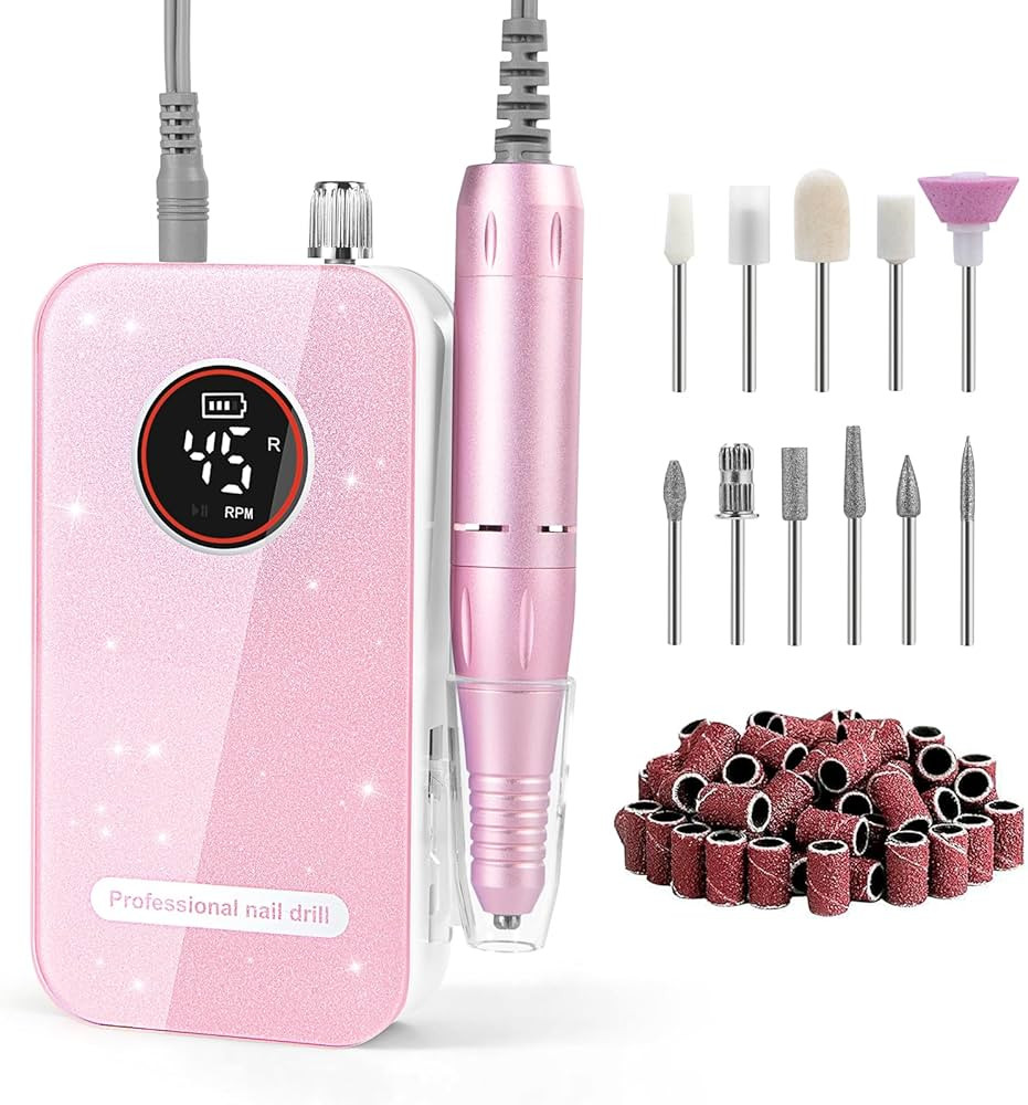 Professional Nail Drill Electric File 45000RPM, Portable Rechargeable Electric Nail File with 11 ... | Amazon (US)