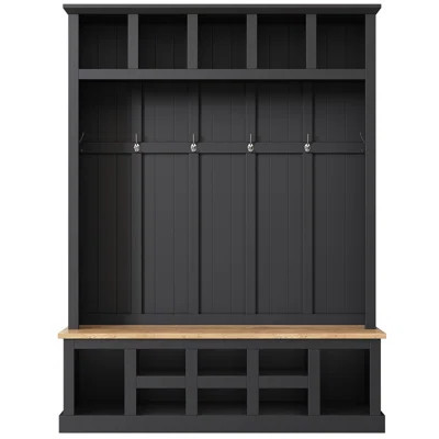 78''H Modern Hall Tree With Wide Storage Seating Bench, Entryway Shoe Cabinet With 13 Compartments, Elegant Coat Rack With 6 Hooks For Mudroom | Wayfair North America