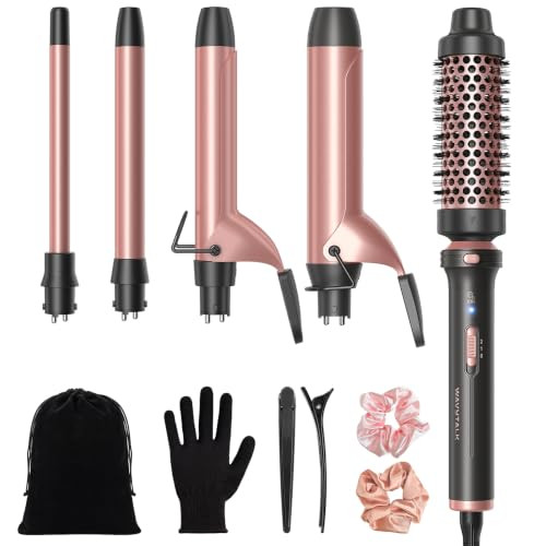 Wavytalk 5 in 1 Curling Iron Set with Heated Round Brush for Blowout Look | Amazon (US)