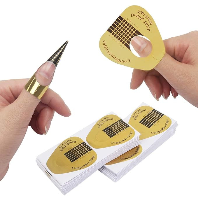 AHIER Gold Horseshoe Nail Forms, 200PCS Nail Extension Tips and UV Gel Guide Stickers | Amazon (US)