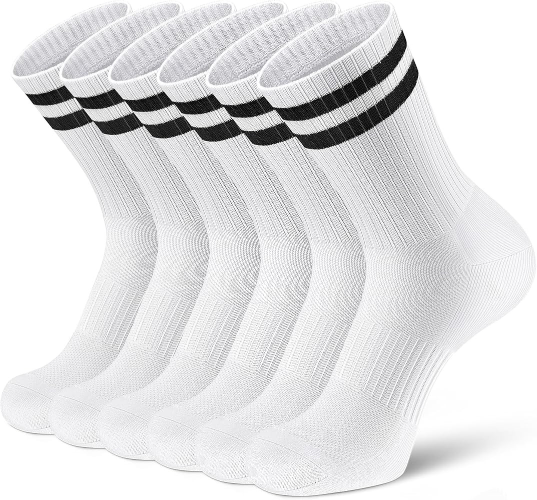 Airacker Athletic Socks Sport Running Calf Socks Performance Cushioned Breathable Crew Socks for ... | Amazon (US)