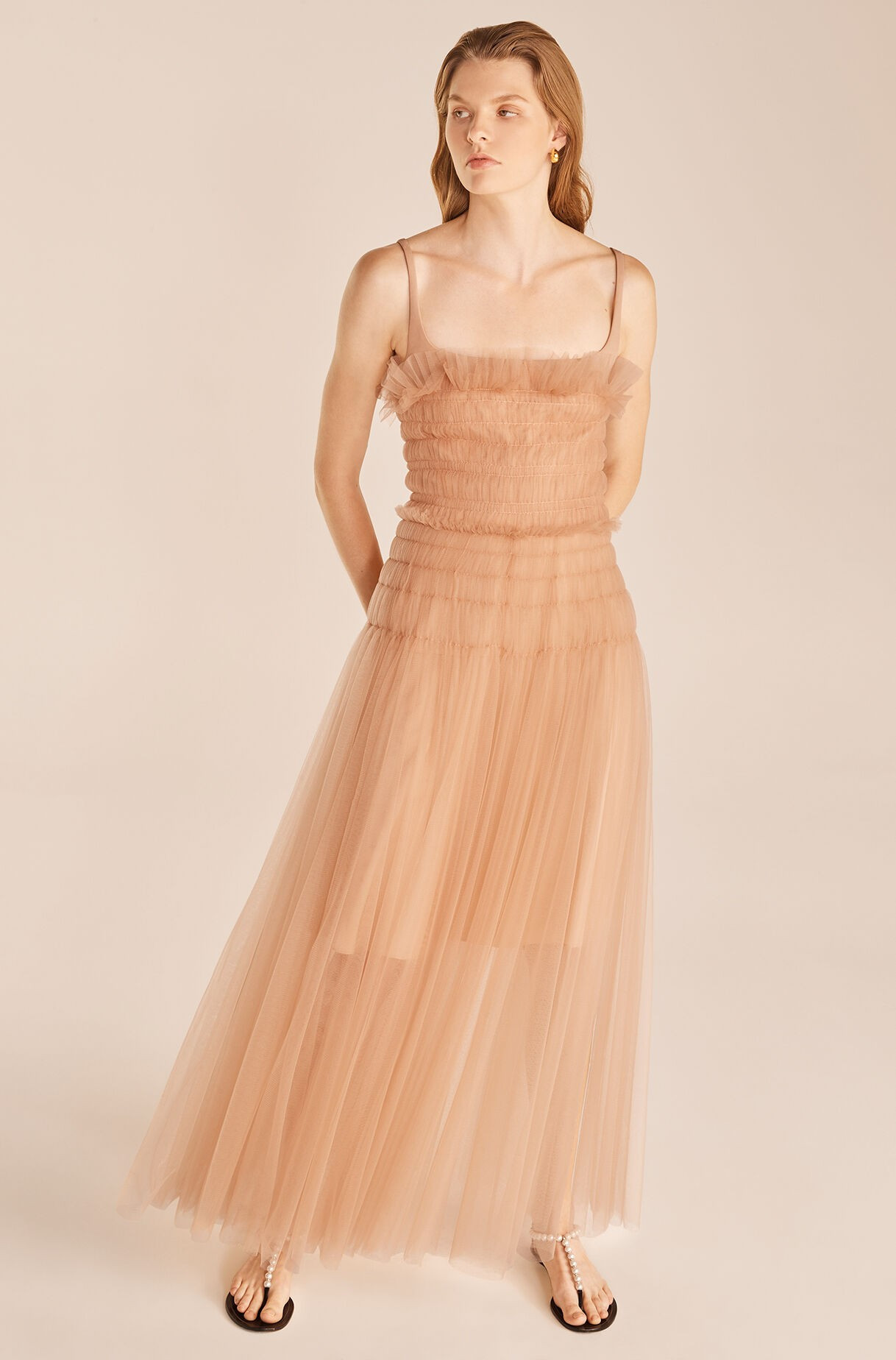 Tulle Sleeveless Smocked Dress | Rebecca Taylor