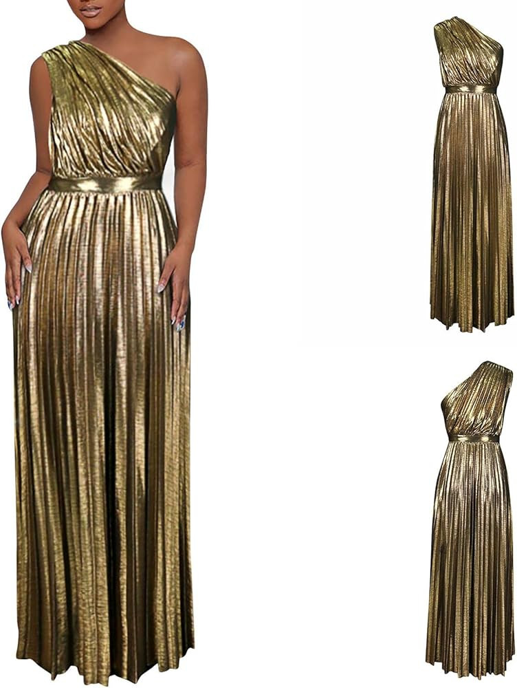 COTECRAM Wedding Guest Dresses for Women Long One Shoulder Sleeveless Flowy Formal Dress Evening ... | Amazon (US)