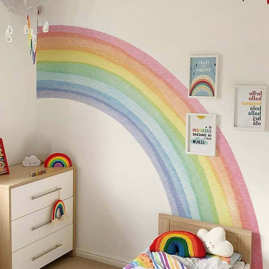 funlife Vinyl Large Rainbow Wall Mural Stickers Peel and Stick, Precut Giant Vibrant Half Waterco... | Amazon (US)