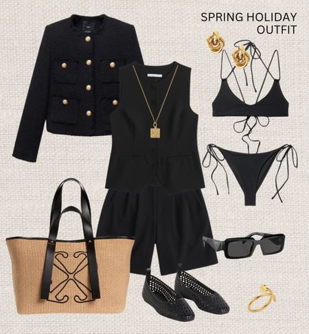 Spring holiday outfit idea 🏝️☀️

Read the size guide/size reviews to pick the right size.

Leave a 🖤 to favorite this post and come back later to shop

Holiday Outfits, Spring Outfits, Summer Outfit Inspiration, Vacation, Beach Day, Tailored Best and Shorts Set, Black Bikini, Tweed Jacket, Off White Beach Bag, H&M Ballet Pumps, Prada Sunglasses, Abercrombie & Fitch, Mango

#LTKstyletip #LTKswim #LTKSeasonal