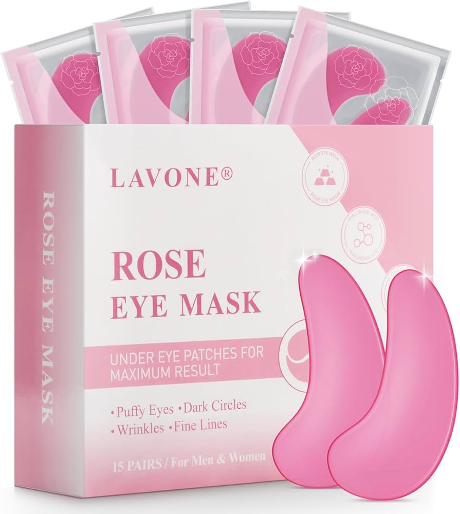 LAVONE Eye Mask - 15 Pairs Rose Under Eye Patches Skin Care Products - Eye Masks Skincare for Dar... | Amazon (US)