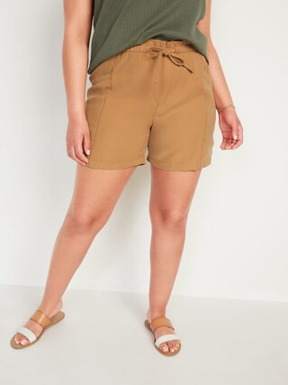 High-Waisted Soft-Twill Utility Shorts for Women -- 5-inch inseam | Old Navy (US)