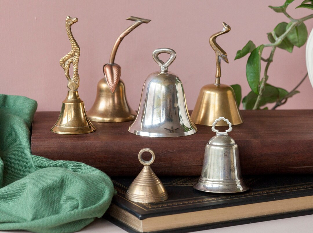 Assorted Vintage Bells - Cocktail, Dinner Bell - Religious Prayer Bell - Ribbed Brass Bell - Silv... | Etsy (US)