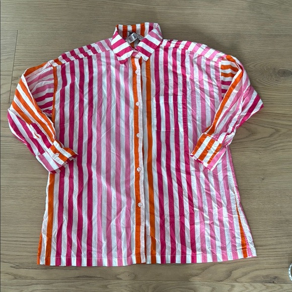 Beach Riot | Button Down Oversized Coverup | Pink and Orange | Poshmark