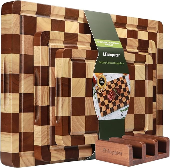 Checkerboard Cutting Board, Acacia Wood Cutting Board, Solid Wooden Chopping Board Set of 3 for K... | Amazon (US)