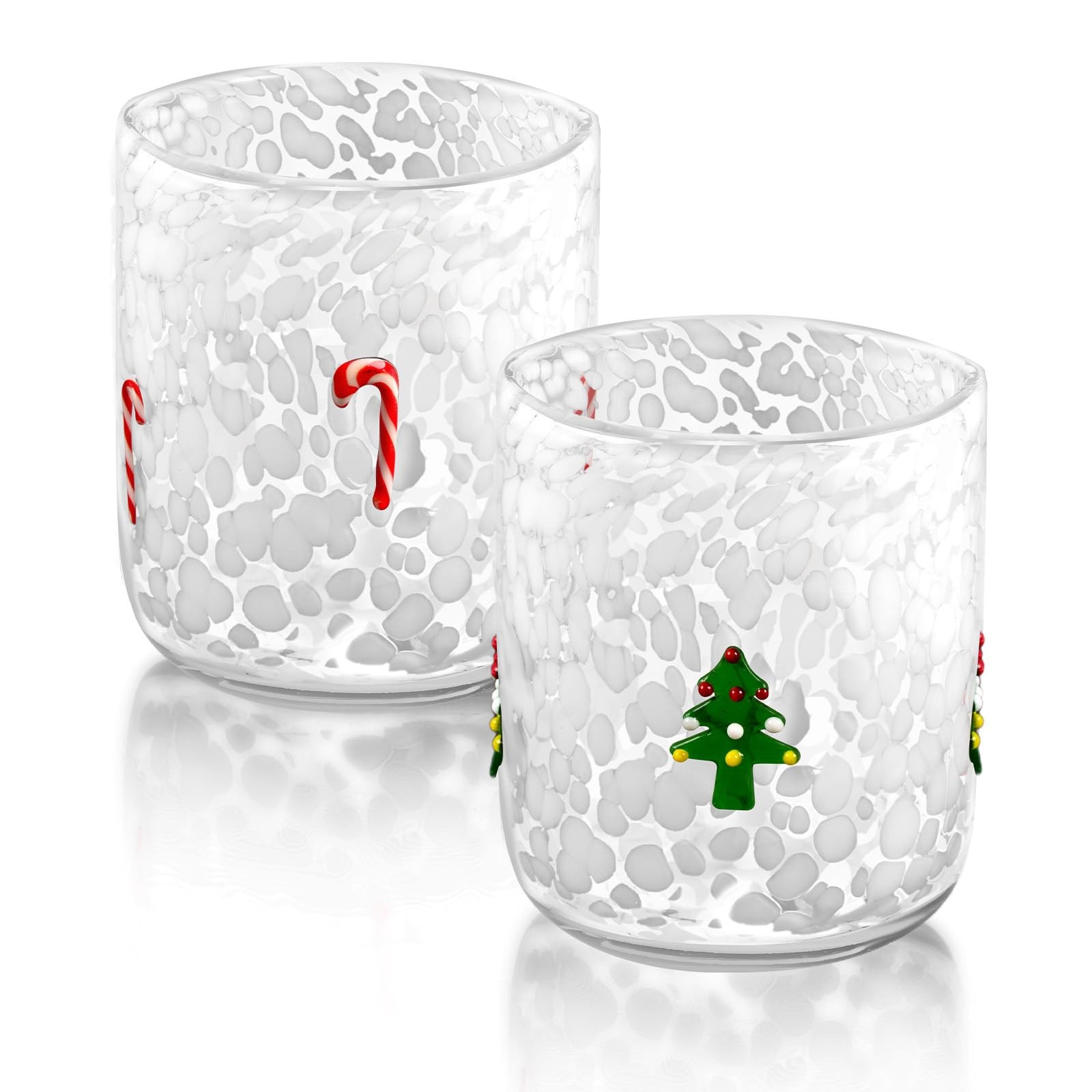2Pcs Christmas Icon Juice Glasses Set, 16oz Candy Cane & Christmas Tree Icon Drinking Juice Glass... | Amazon (US)