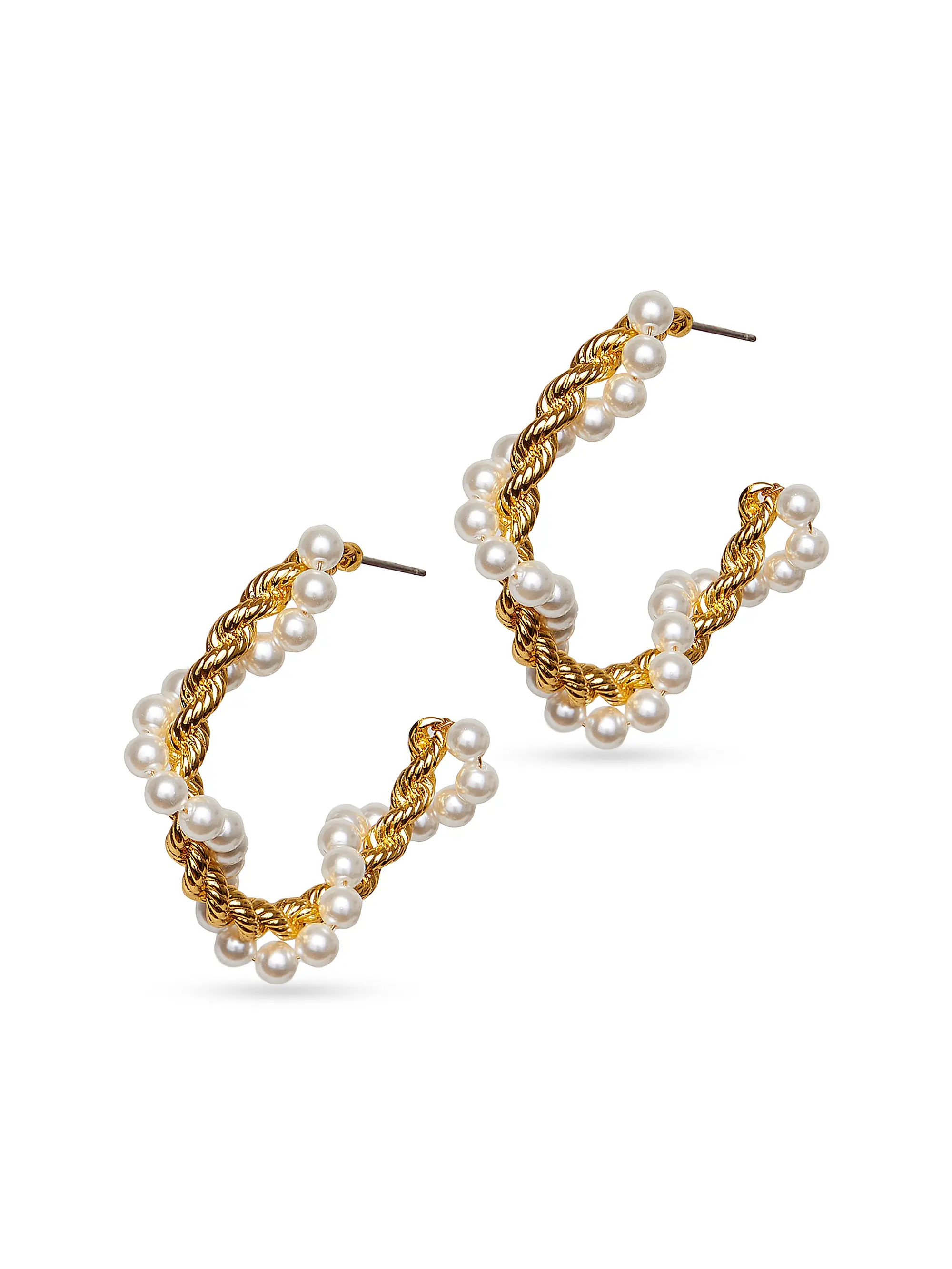 Pearl Twisted Hoop Earrings | Saks Fifth Avenue