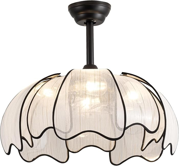 26" Flower Ceiling Fans with Lights and Remote Control,Boho Black Chandelier Fan with 6 Speeds, M... | Amazon (US)