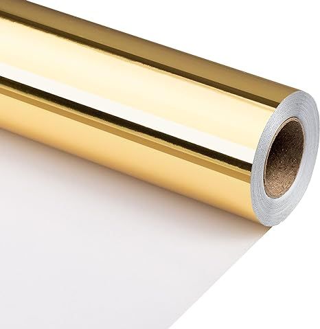 Wrapping Paper Roll - 17 Inches X 32.8 Feet(46.5 sq.ft.), Metallic Gold Wrapping Paper for Birthd... | Amazon (US)