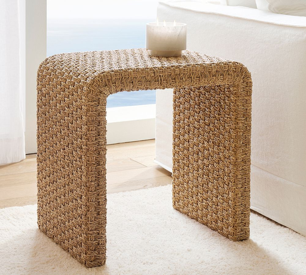 Capitola Rectangular Woven Side Table (22") | Pottery Barn (US)