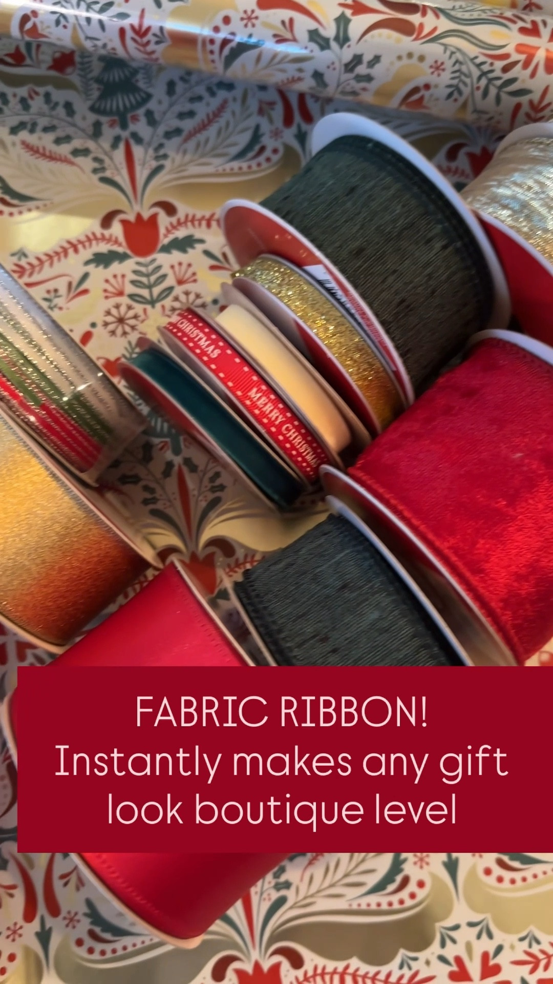 My Target Christmas wrapping paper haul and quick look at how I actually elevate my gifts. With fabric Christmas ribbon of course!
It instantly makes any present look boutique-level and so much more magical (proof that the little details really do elevate the everyday).
Guys... run to Michael's. They're doing buy 1, get 3 free on ALL Christmas ribbon.
It's the perfect time to stock
up for holiday decor, crafting, or beautiful gift wrapping that feels like you took hours (even if it took 90 seconds).
If you're looking for simple holiday hacks, ways to romanticize Christmas, or easy ways to make your home feel more thoughtful and festive, this is your sign.

#LTKHoliday #LTKSeasonal #LTKCyberWeek