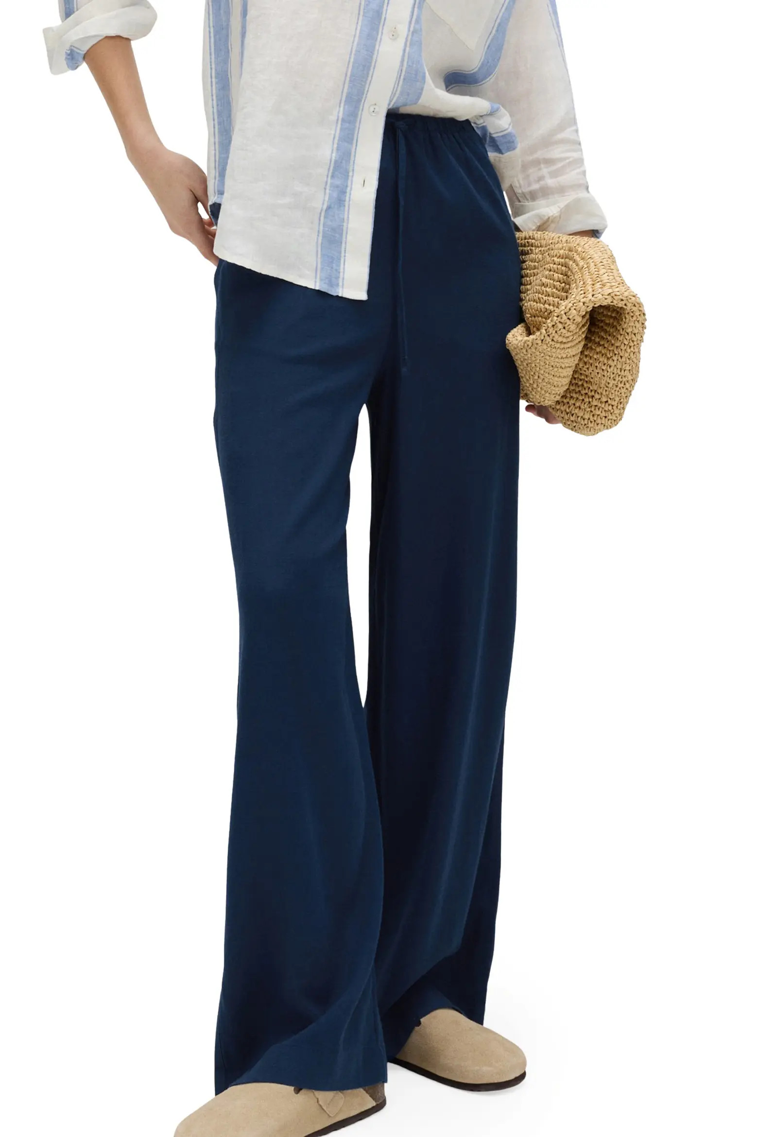 Linen Blend Wide Leg Drawstring Pants (Women) | Nordstrom | Nordstrom