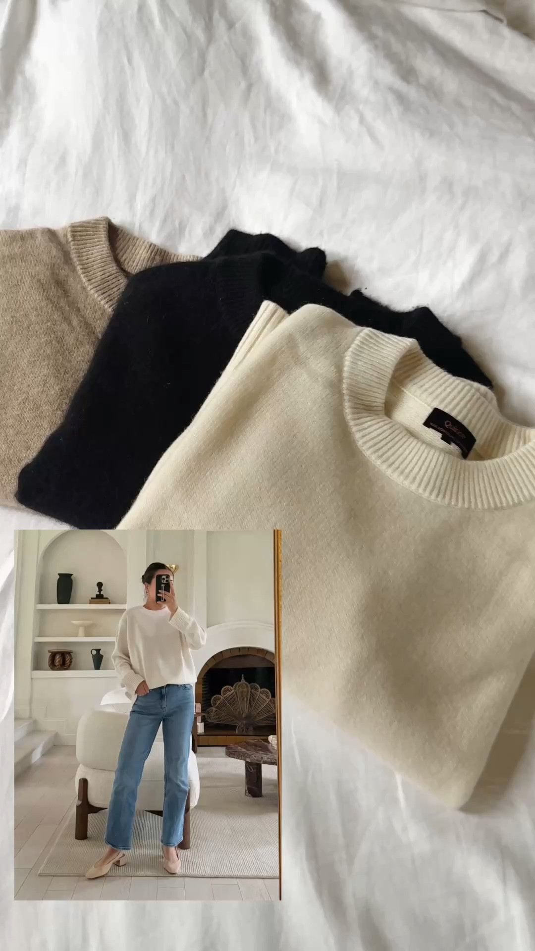 One of my favorite sweaters! 

For size reference, I’m 5 ft 115 pounds and have both sizes. XS fits perfectly with a slight oversized look and Small slightly more room.

@Quince #quincepartner

#LTKootd #LTKOver40 #LTKPetite