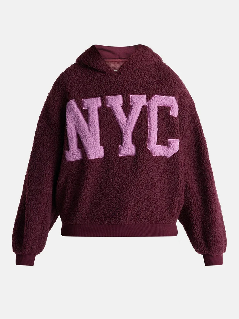 No Boundaries Embroidered Plush Pullover Hoodie, Women's | Walmart (US)