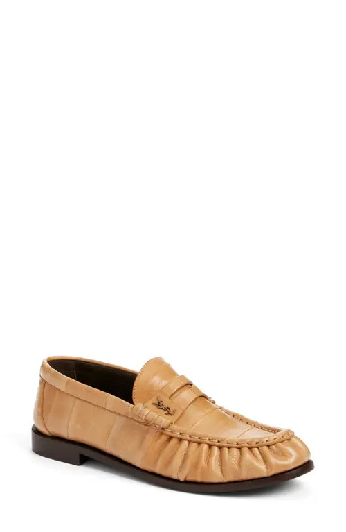 Saint Laurent Eelskin Embossed Loafer in Soft Beige at Nordstrom, Size 37 | Nordstrom